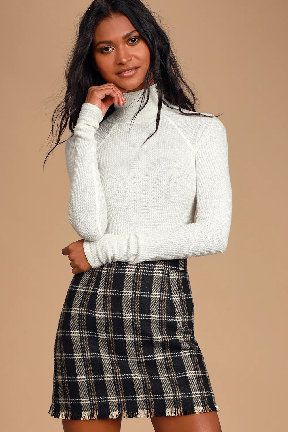 French Duo Black Multi Plaid Mini Skirt | Lulus (US)