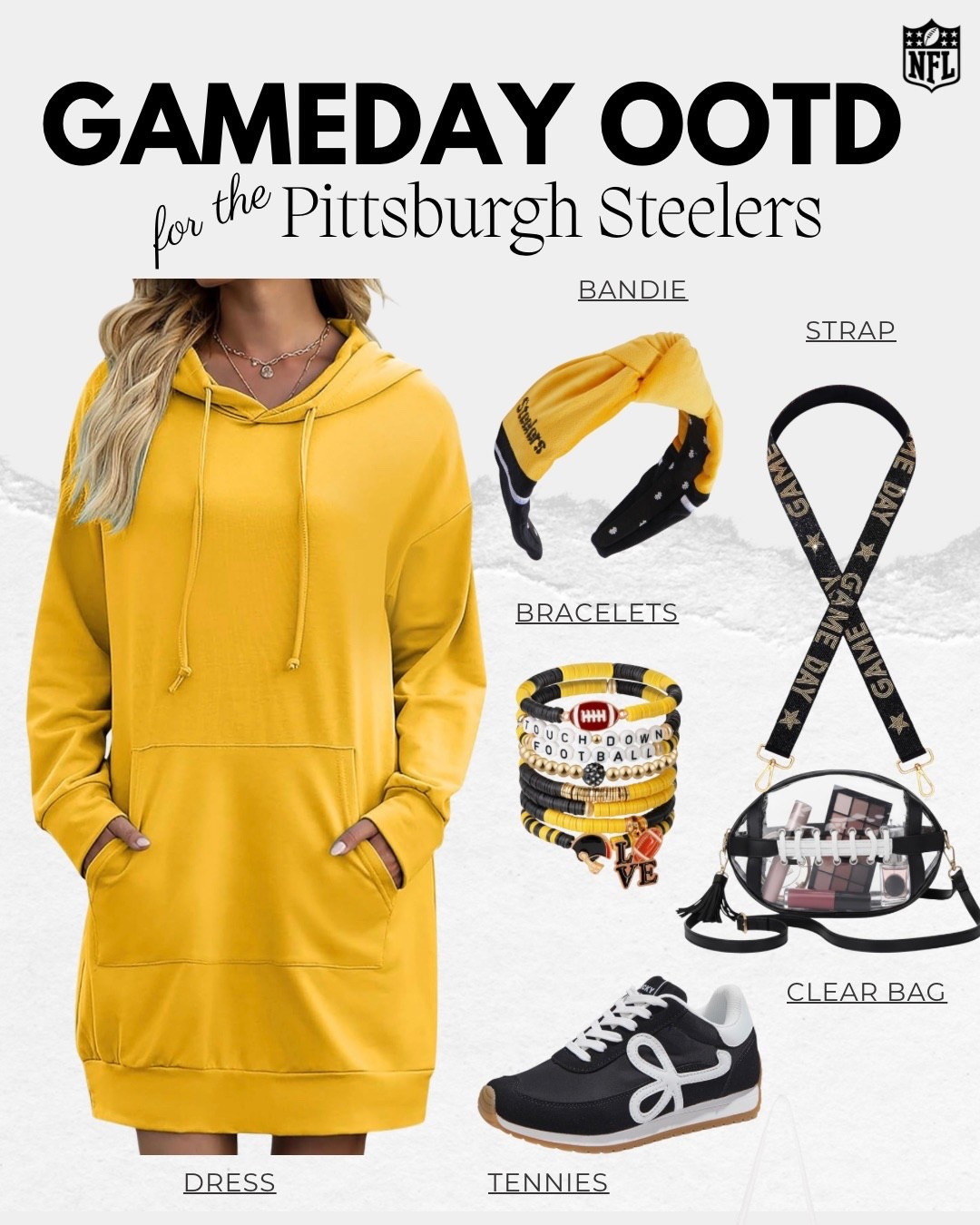 Been waiting all day for Sunday night! (Even thought to they play my Texans in the playoffs tomorrow actually…) Steelers girls, this fit is for you. 