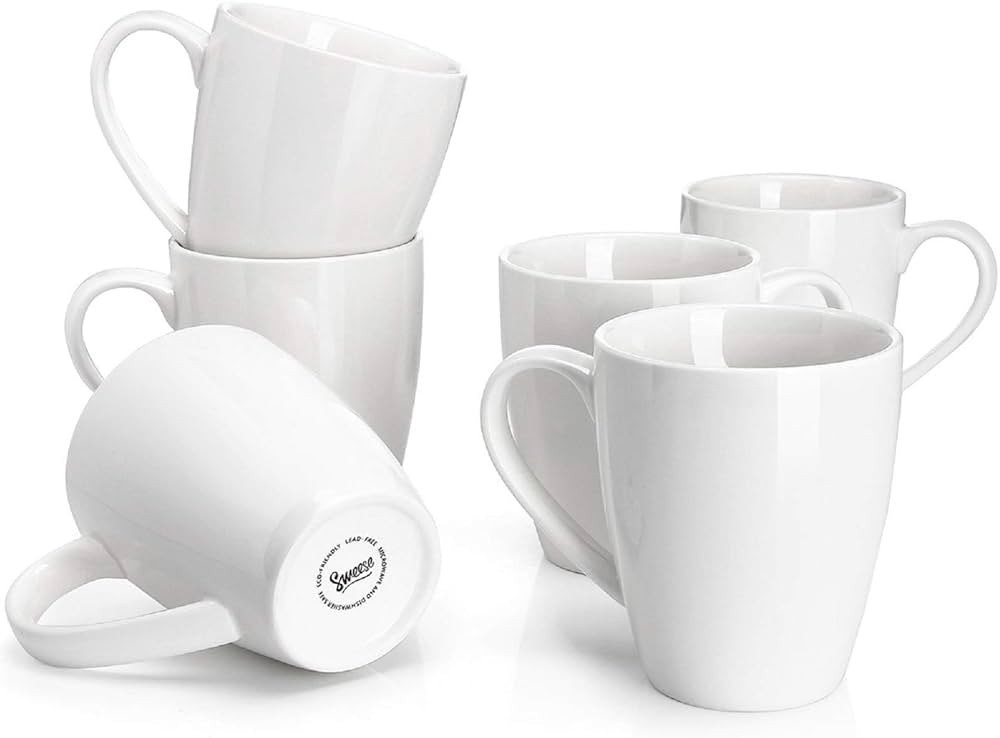 Sweese Porcelain Coffee Mugs - 16 Ounce - Set of 6, Cups for Latte, Hot Tea, Cappuccino, Mocha, C... | Amazon (US)