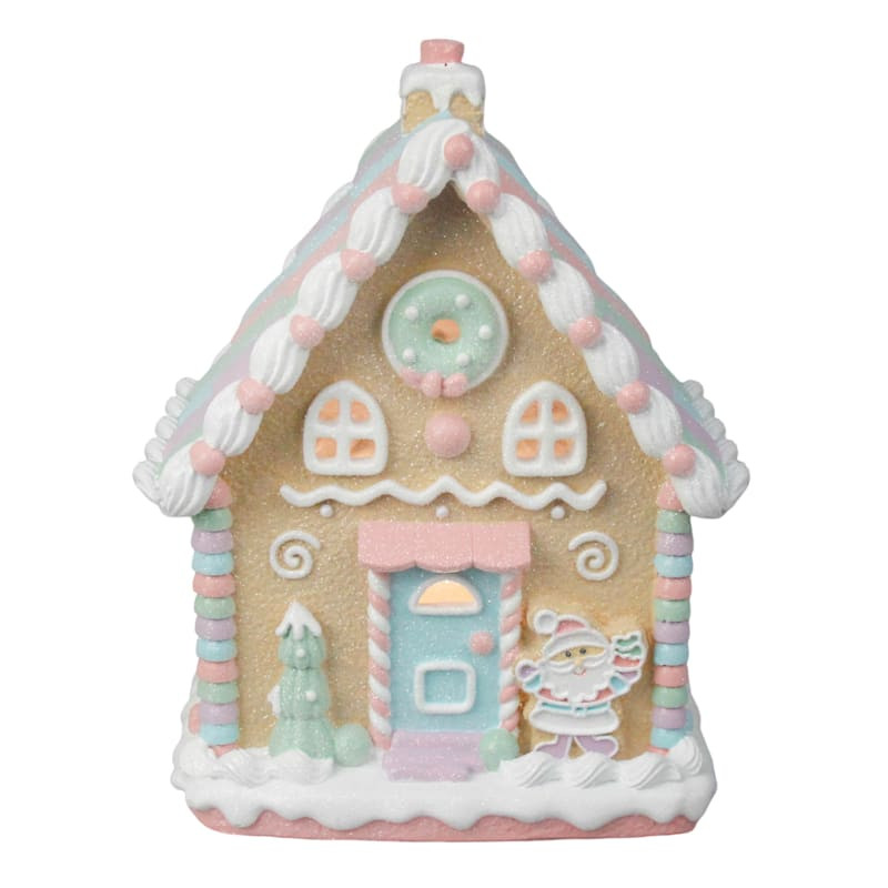 Mrs. Claus' Bakery Blue Door LED Pastel Gingerbread House, 9.8" | At Home