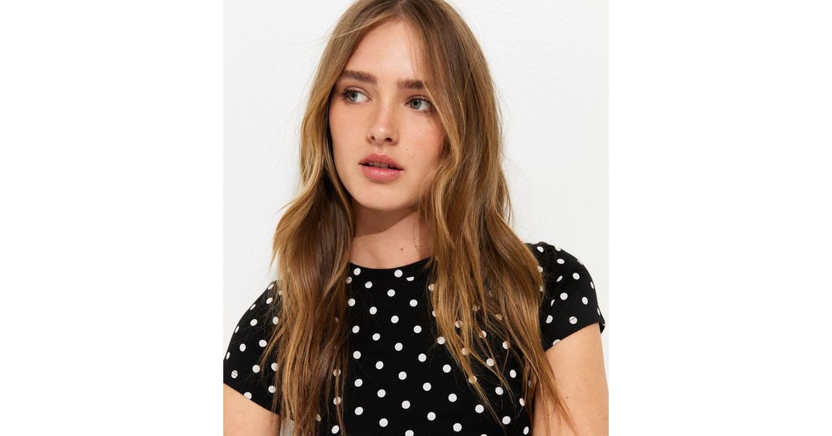 Black Polka Dot Baby Tee | New Look | New Look (UK)