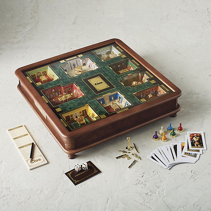 Clue Luxury Edition Board Game with 3D Rooms & Tempered Glass Lid | Frontgate