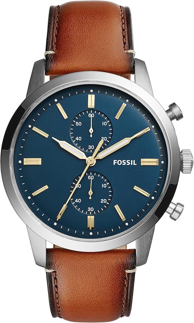 Fossil Men's Townsman Stainless Steel and Leather Casual Quartz Chronograph Watch | Amazon (US)
