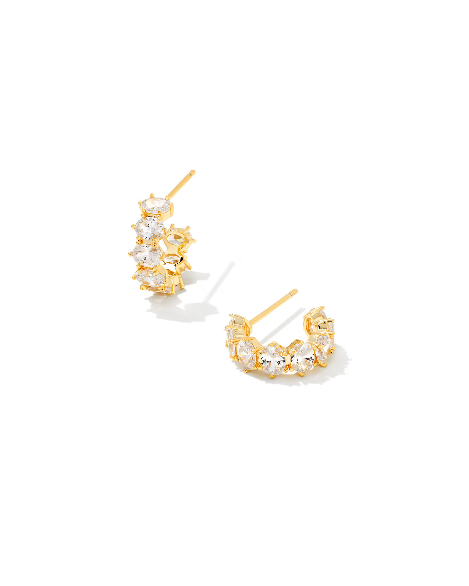 Cailin Gold Crystal Huggie Earrings in White Crystal | Kendra Scott