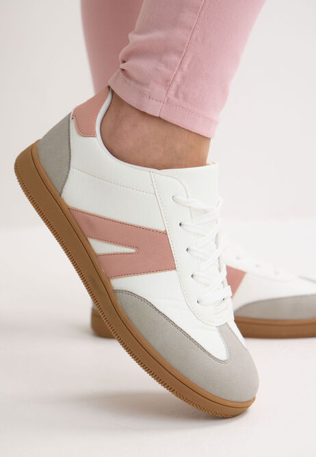 Womens White & Pink Retro Gum Sole Trainers | Peacocks
