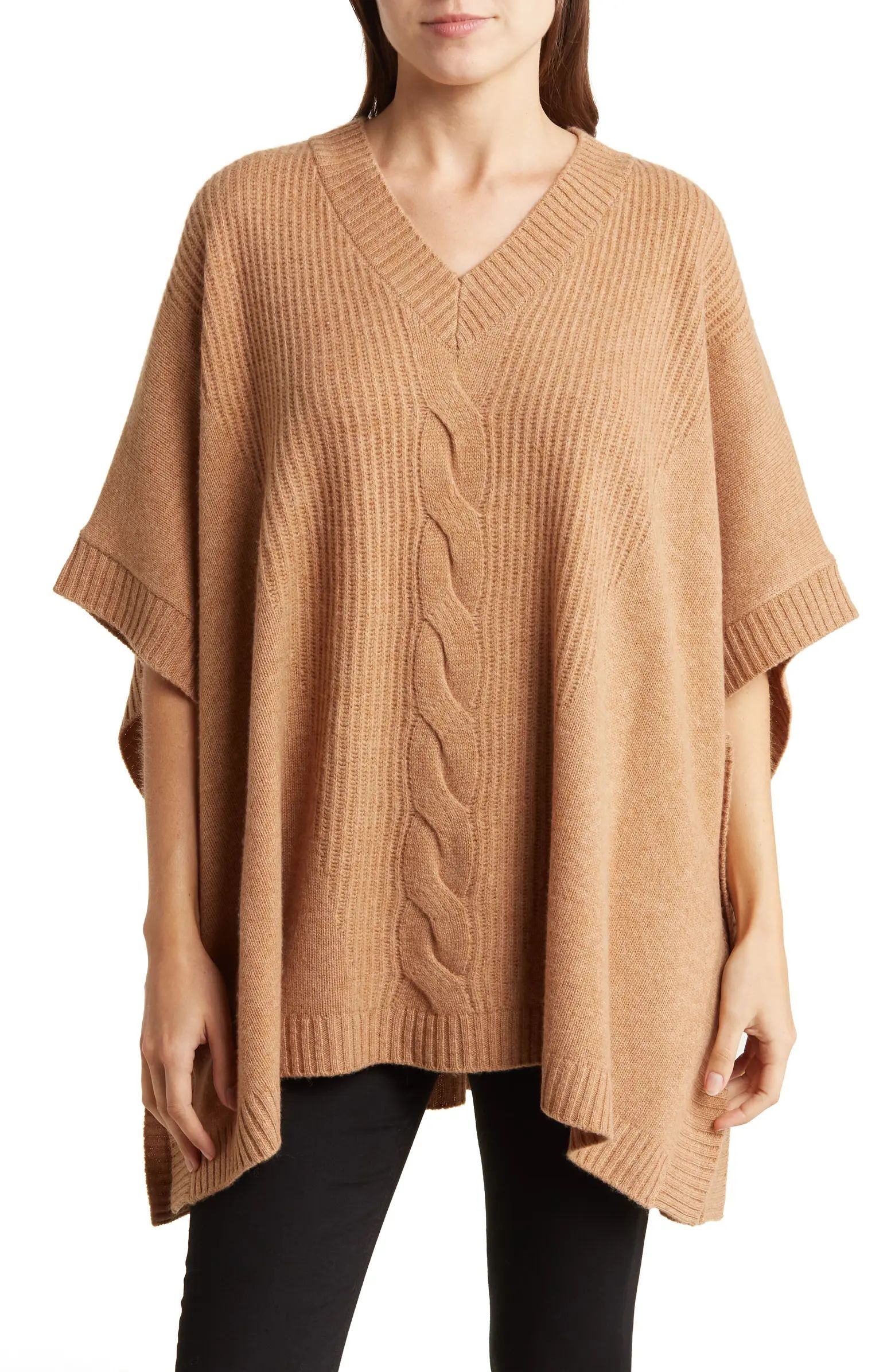 V-Neck Wool & Cashmere Poncho | Nordstrom Rack