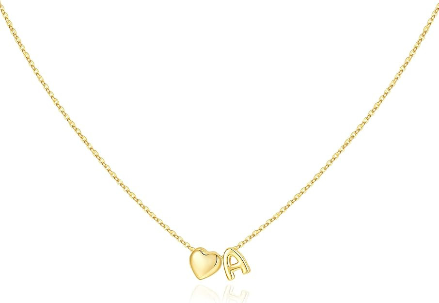 M MOOHAM Valentines Gifts for Kids Her - Heart Initial Necklaces for Women Girls 14K Gold Plated ... | Amazon (US)