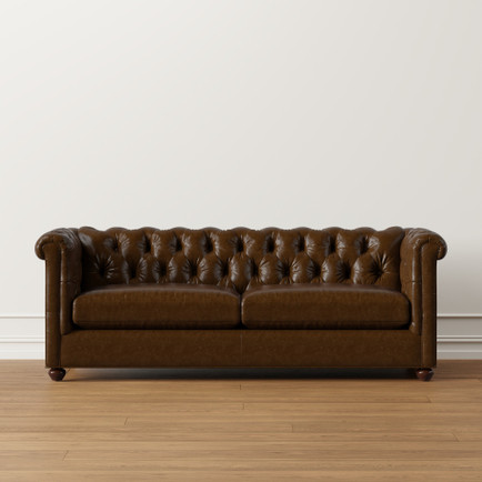 Italian Distressed Leather Chesterfield Sofa