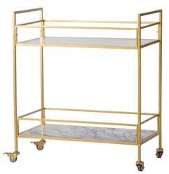 Mercer41 Bradly 2 Layer Iron Polished Gold Bar Cart | Wayfair | Wayfair North America