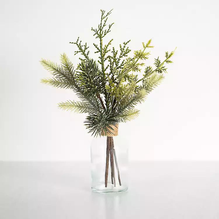 Cedar and Mixed Pine Arrangement in Glass Vase | Kirkland's Home