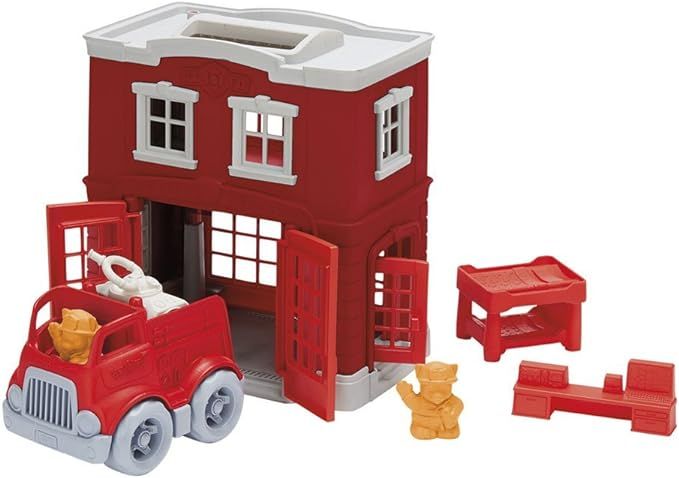 Green Toys Fire Station Playset - 8 Piece Pretend Play, Motor Skills, Language & Communication Ki... | Amazon (US)