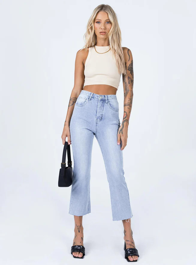 Angela Cropped Jeans Light Wash Denim | Princess Polly US