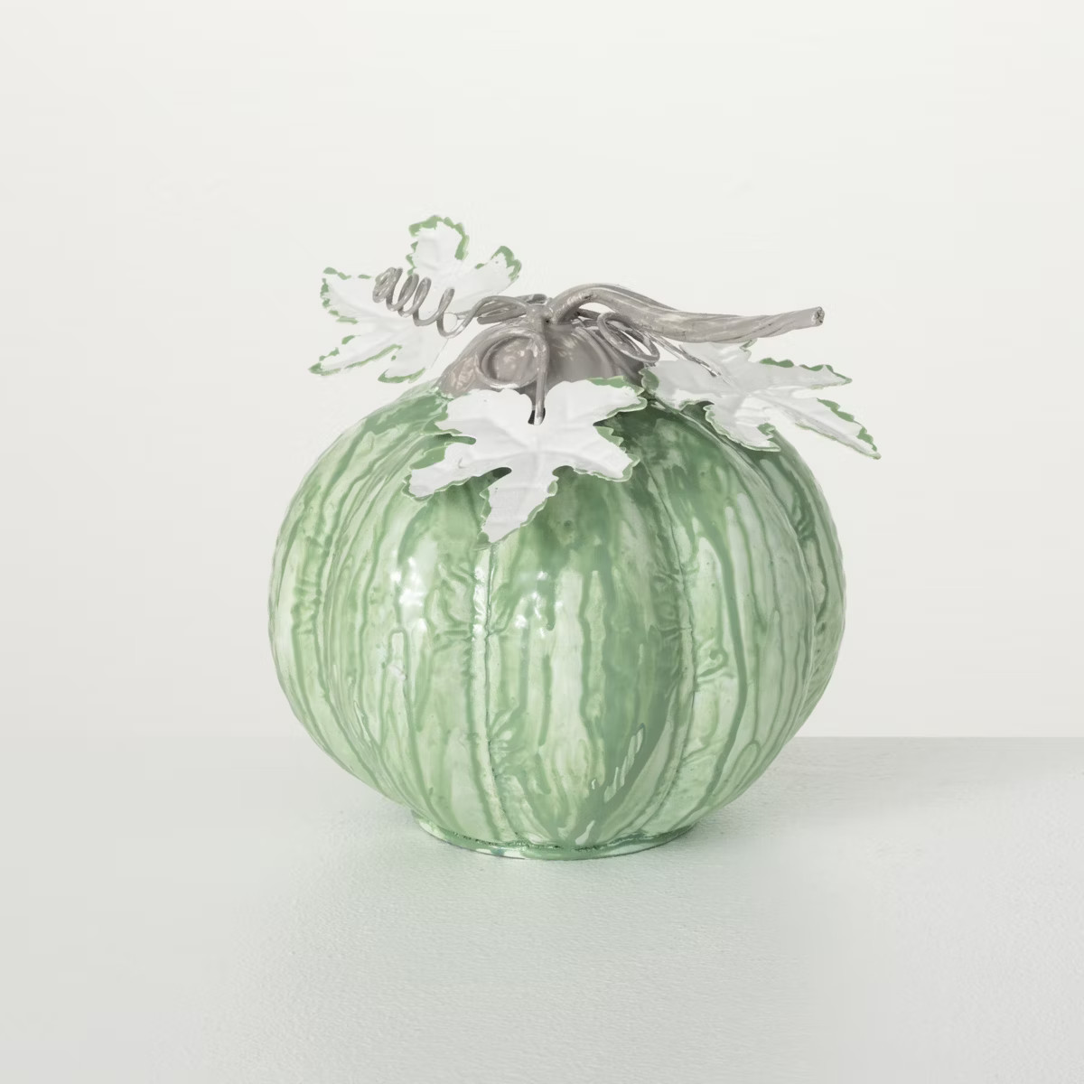 Small Sage Metal Pumpkin Green 6.5"H Metal | Target