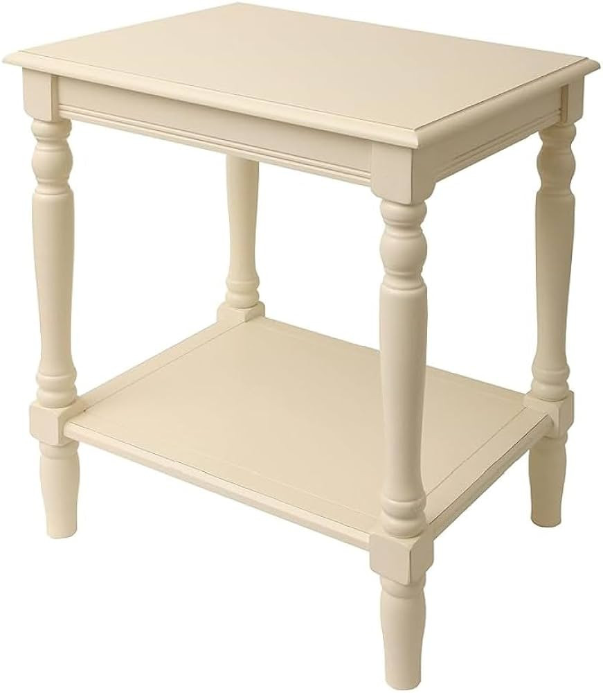 Decor Therapy Simplify Oak Wood Accent Storage Shelf End Table, Traditional Style, Antique White - (24" x 19.5" x 15.75") | Amazon (US)