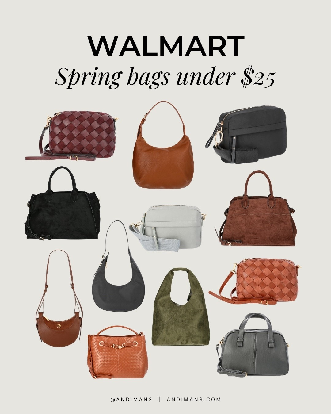 Walmart Spring bags under 25! These look designer and cost wayyy less! #walmart 

#LTKSaleAlert #LTKOver40 #LTKootd