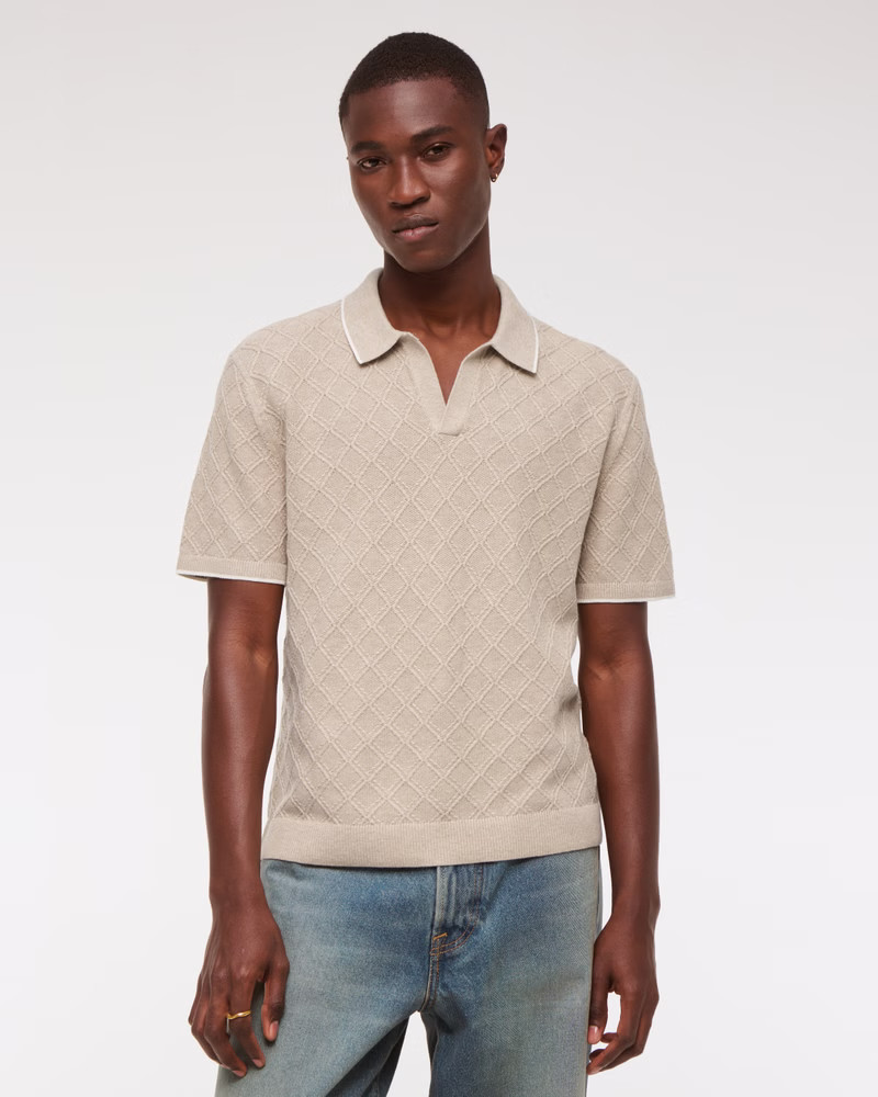 Preppy Tipped Johnny Collar Sweater Polo | Abercrombie & Fitch (US)