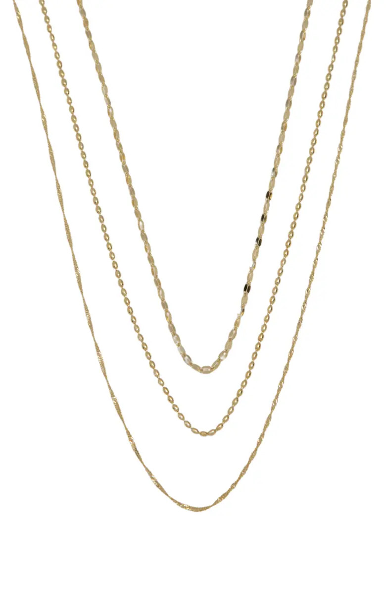 Multistrand 18K Gold Plate Sterling Silver Layered Necklace | Nordstrom