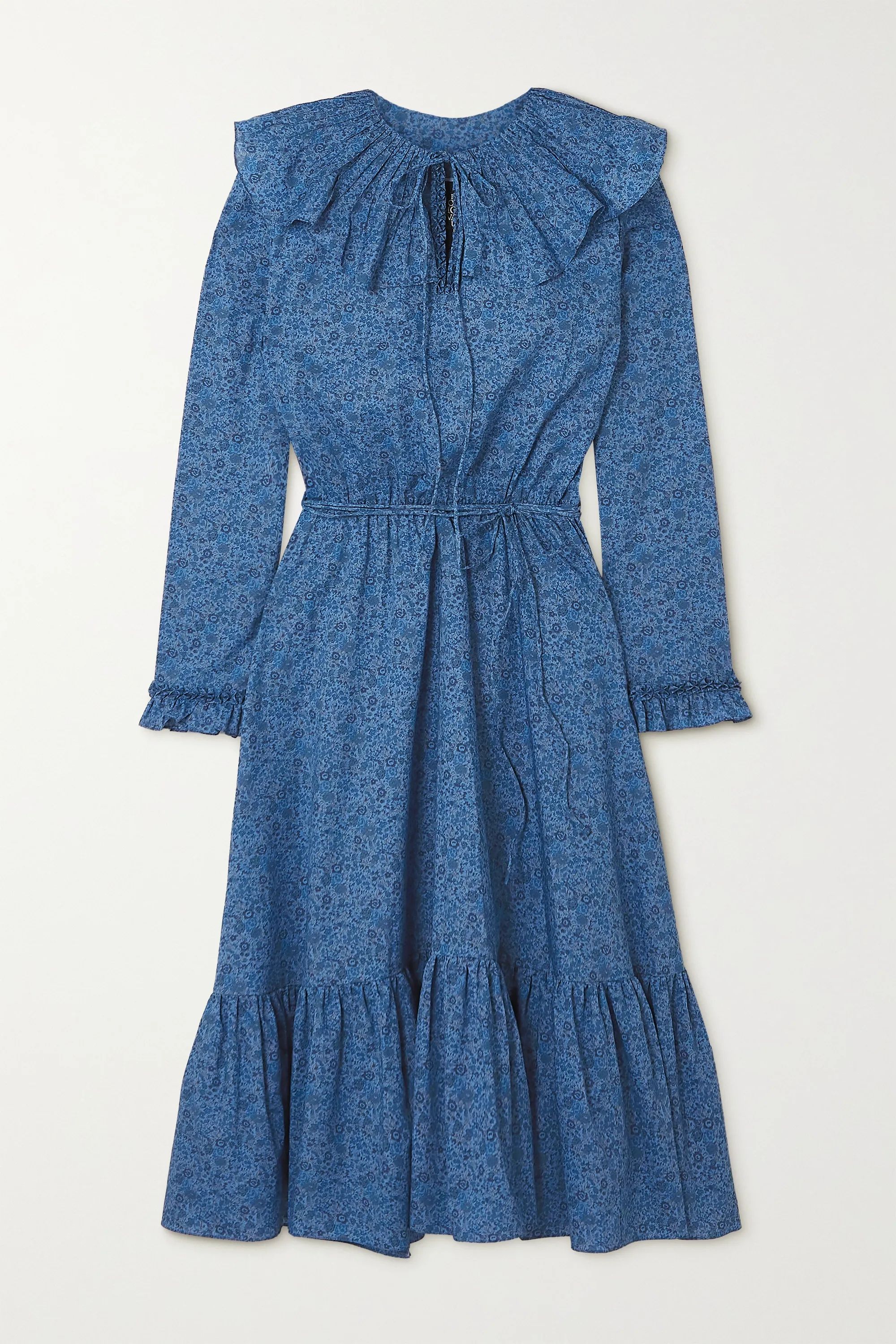 Blue Victoria ruffled floral-print cotton dress | Horror Vacui | NET-A-PORTER | NET-A-PORTER (US)
