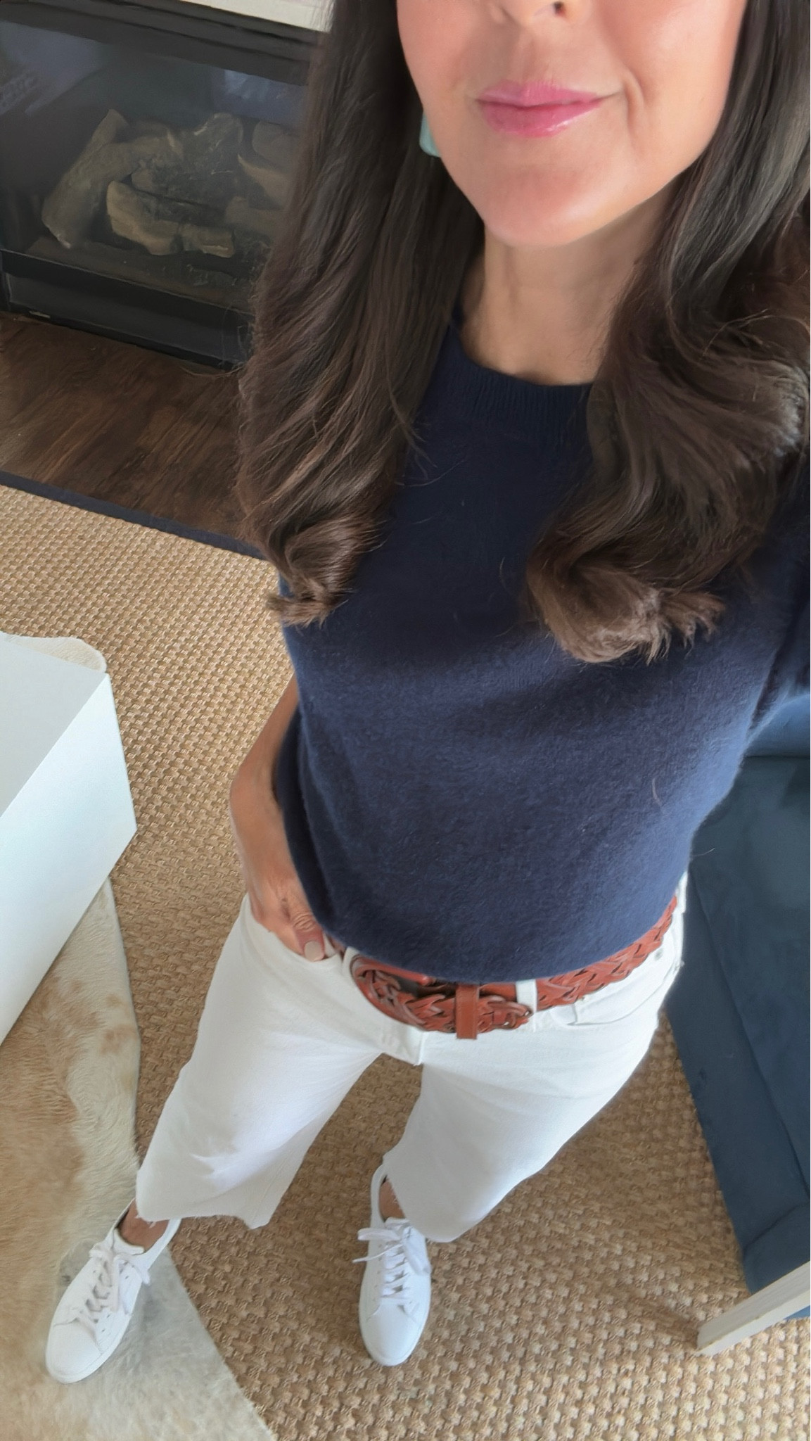 I wore this to a college parent meeting yesterday and got so many compliments on the wide leg white jeans. And cashmere sweaters are perfect for springtime weather (cold in the morning, warmer in the afternoon). I’ve had my braided leather belt for almost 20 years, but found a good Amazon dupe.

#LTKfindsunder100 #LTKover40 #LTKstyletip