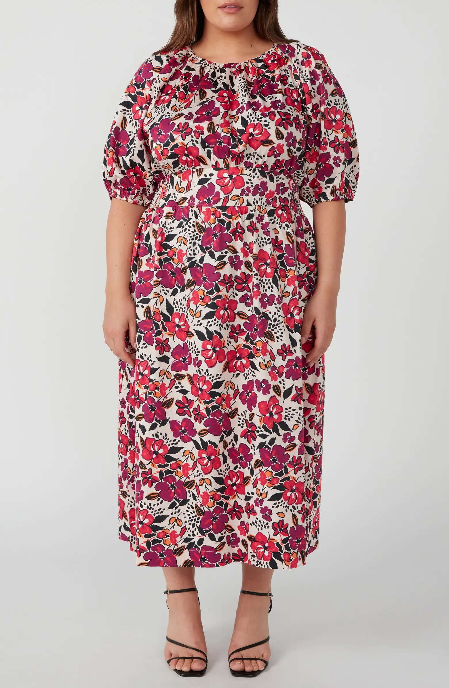 Buckingham Garden Cotton Sateen Midi Dress | Nordstrom