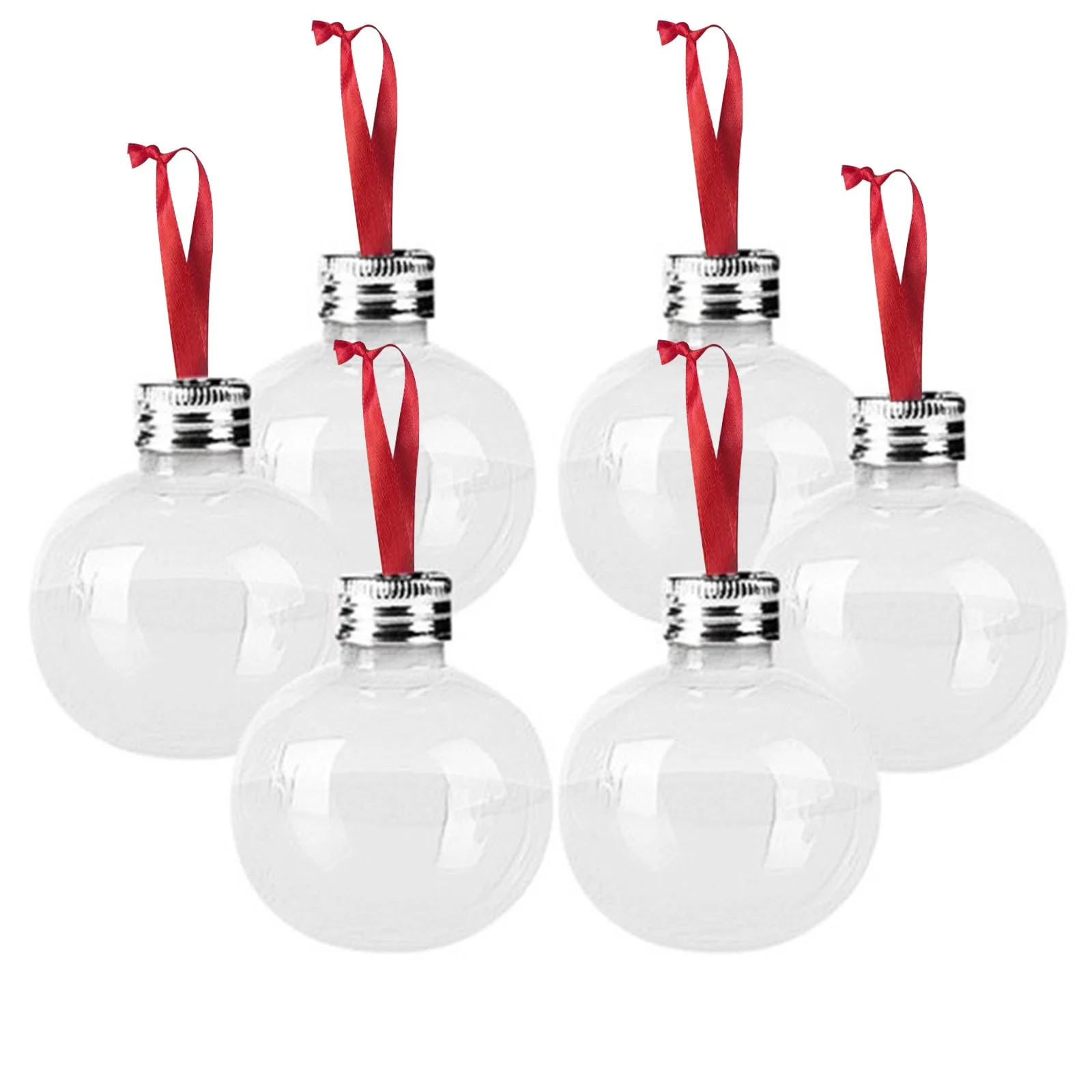 6pcs Booze Filled Christmas Tree Ornaments - Festive 17oz Clear Plastic Bulb Bottles for Holiday ... | Walmart (US)