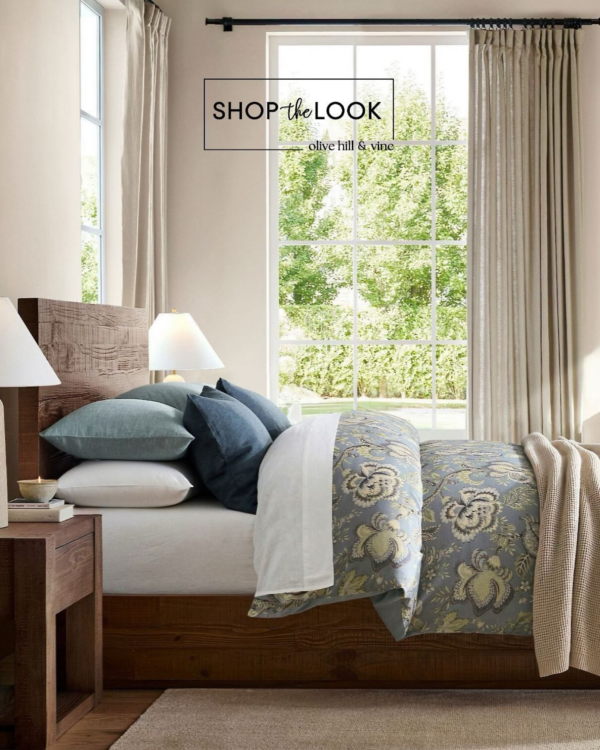That deep pine finish with age and chatter marks? Pure character. The bed, nightstands, and dresser bring that salvaged-wood charm, while a handwoven rug, marble table lamp, flax linen shams in soft blues, a waffle knit throw, and embroidered palempore patterns complete the look. 

#LTKHome #LTKFamily #LTKStyleTip