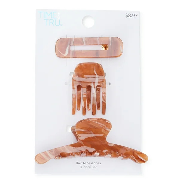 Time and Tru Women's Hair Claw Clips, 3-Pack | Walmart (US)