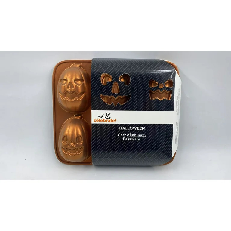 Way to Celebrate Pumpkin Cast Aluminum 6-Cavity Baking Pan, Orange lridescent | Walmart (US)