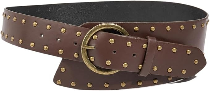 Punk Belt Trousers Accessories Decorative PU Leather Studded Belt 41.34inch Brown | Amazon (US)