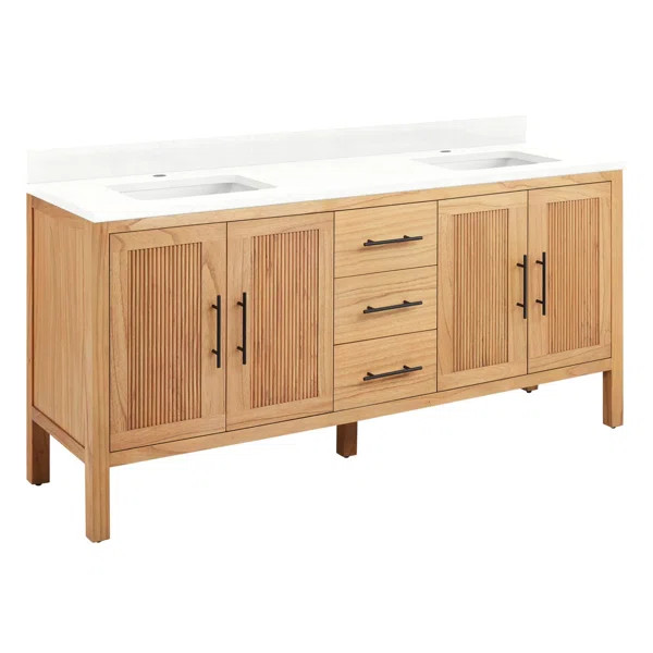 Ayanna 73'' Free Standing Double Bathroom Vanity with Quartz Top | Wayfair North America