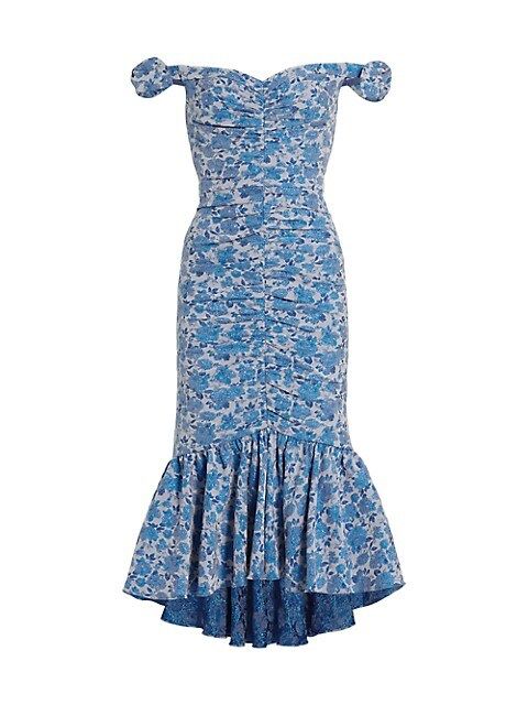 Eliza Ruched Jacquard Midi-Dress | Saks Fifth Avenue