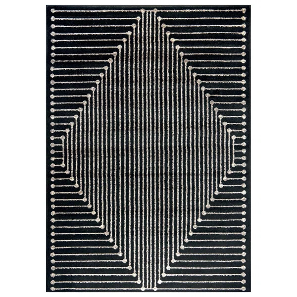 Modern Black And Cream Geometric Area Rug | Wayfair North America