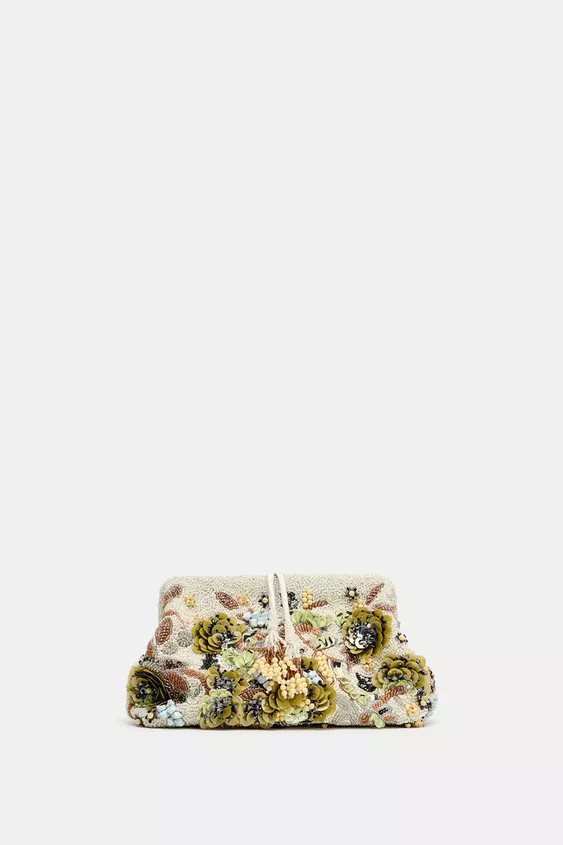 BEADED PRINTED POUCH | Zara UK