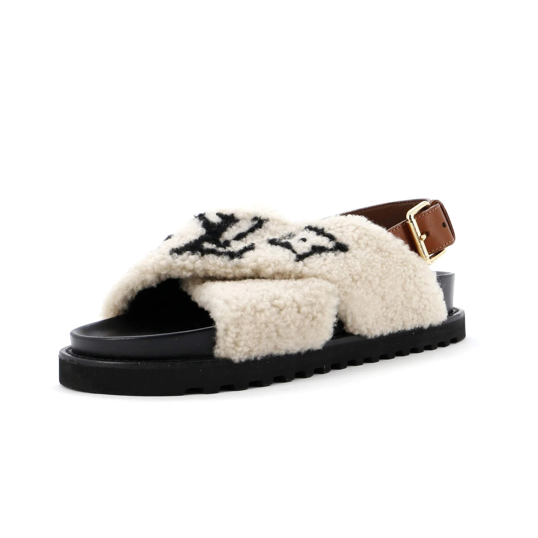 Women's Paseo Comfort Slide Slingback Sandals Shearling with Leather | Shop Simon