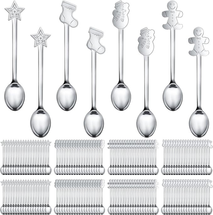 Sliner 152 Pieces Christmas Spoon Mini Christmas Coffee Spoon Bulk Creative Stainless Steel Stirr... | Amazon (US)