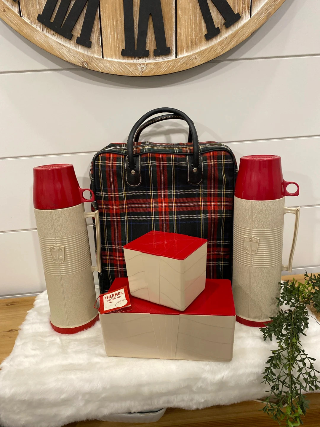 Beautiful Vintage Thermos Outing Kit, Vintage Plaid picnic Set | Etsy (US)