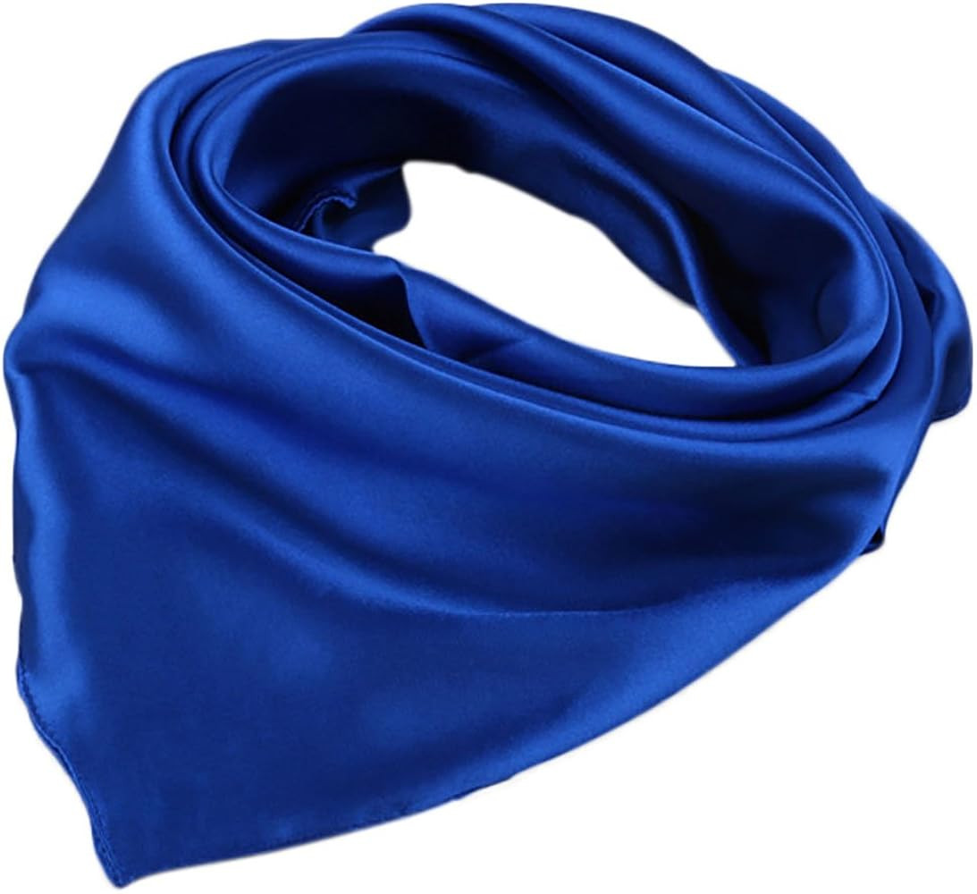 X&F Women's Solid Stain Charmeuse Neckerchief Square Scarf 23" * 23" | Amazon (US)