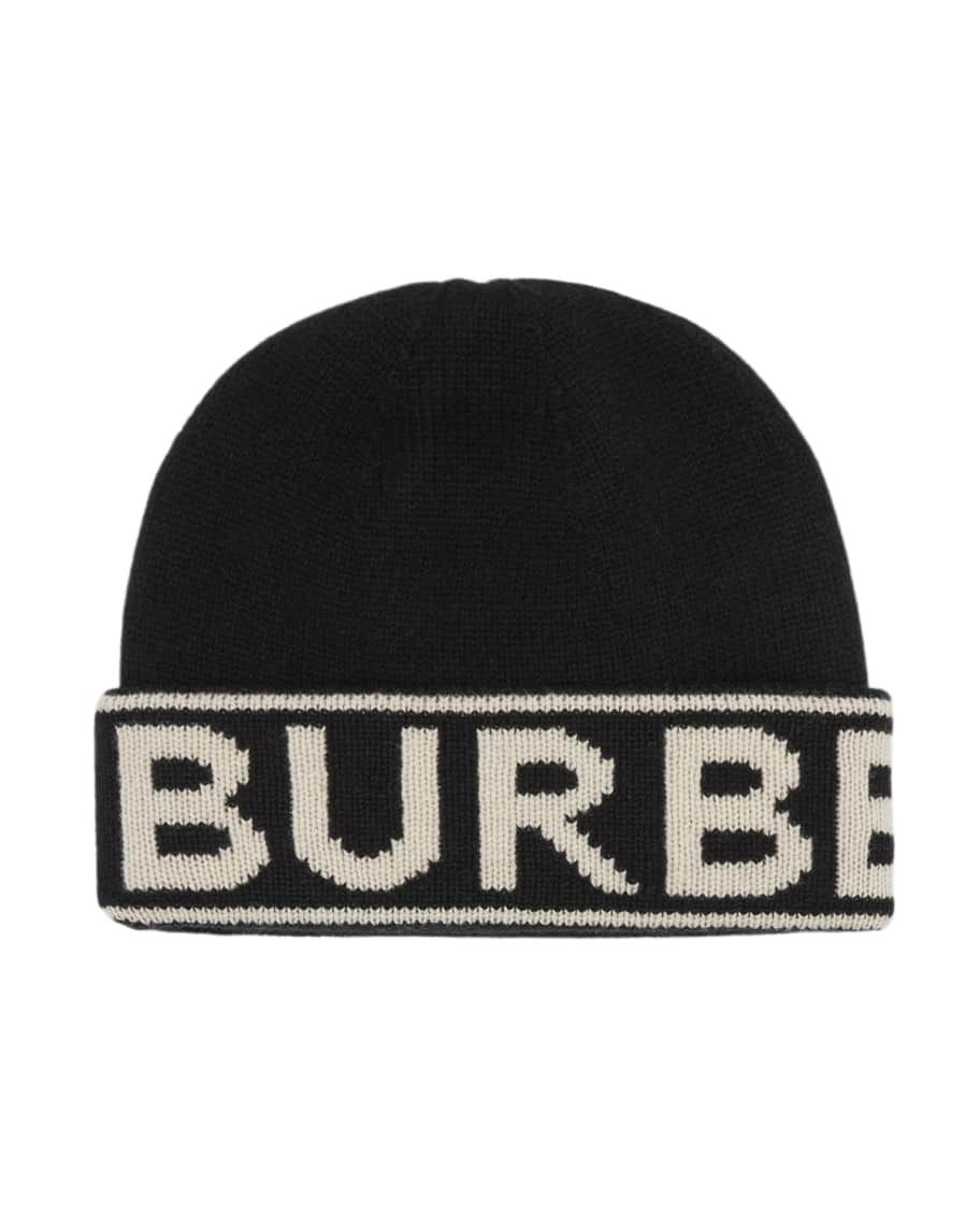 Burberry Logo Knit Cashmere Beanie Hat | Neiman Marcus
