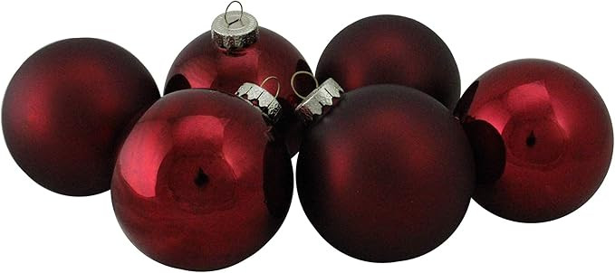 NORTHLIGHT WY00754 Burgundy Glass Ball Christmas Ornament Set, 3.25" | Amazon (US)