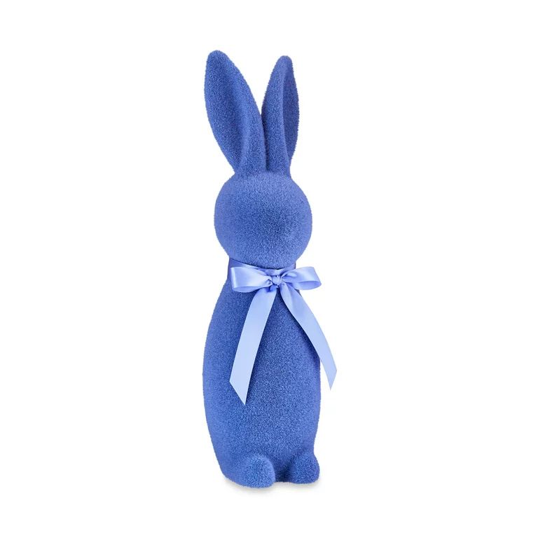 Way to Celebrate Easter Flocked Bunny Decor, Periwinkle Blue, 16" | Walmart (US)
