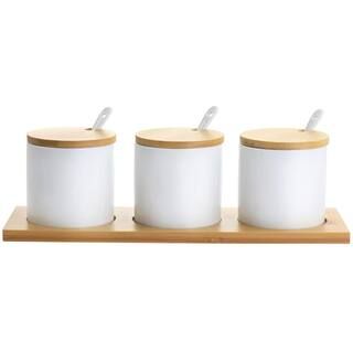 GIBSON ELITE Gracious Dining 10-Piece Fine Ceramic Jars Condiment Server Set in White 985118493M ... | The Home Depot