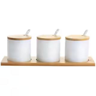 GIBSON ELITE Gracious Dining 10-Piece Fine Ceramic Jars Condiment Server Set in White 985118493M ... | The Home Depot