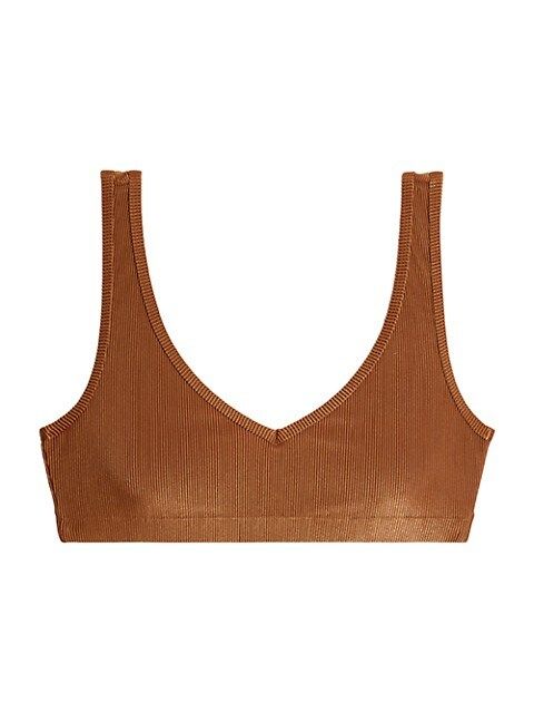 WeWoreWhat Ribbed V-Neck Sports Bra on SALE | Saks OFF 5TH | Saks Fifth Avenue OFF 5TH