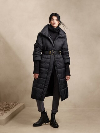 Long Hooded Puffer Jacket | Banana Republic Factory