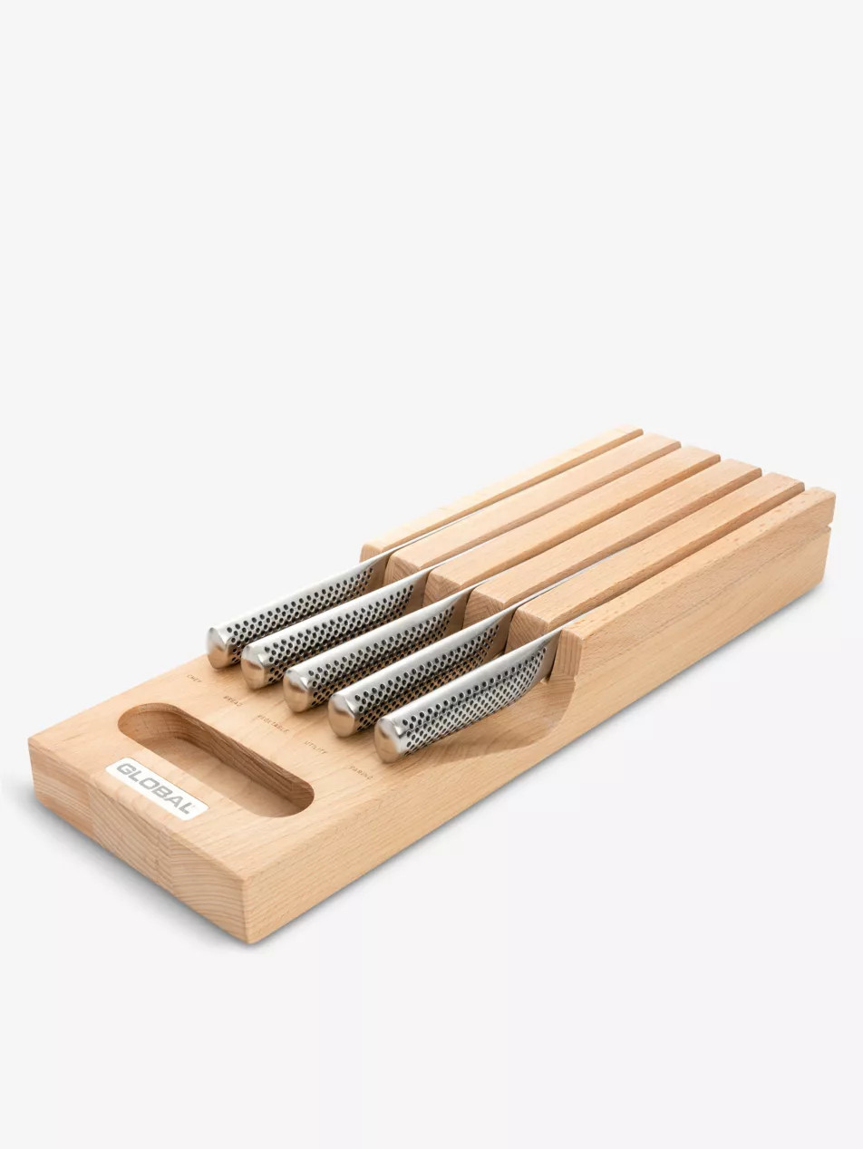 Hikaeme 6-piece in-drawer stainless-steel knife dock set | Selfridges
