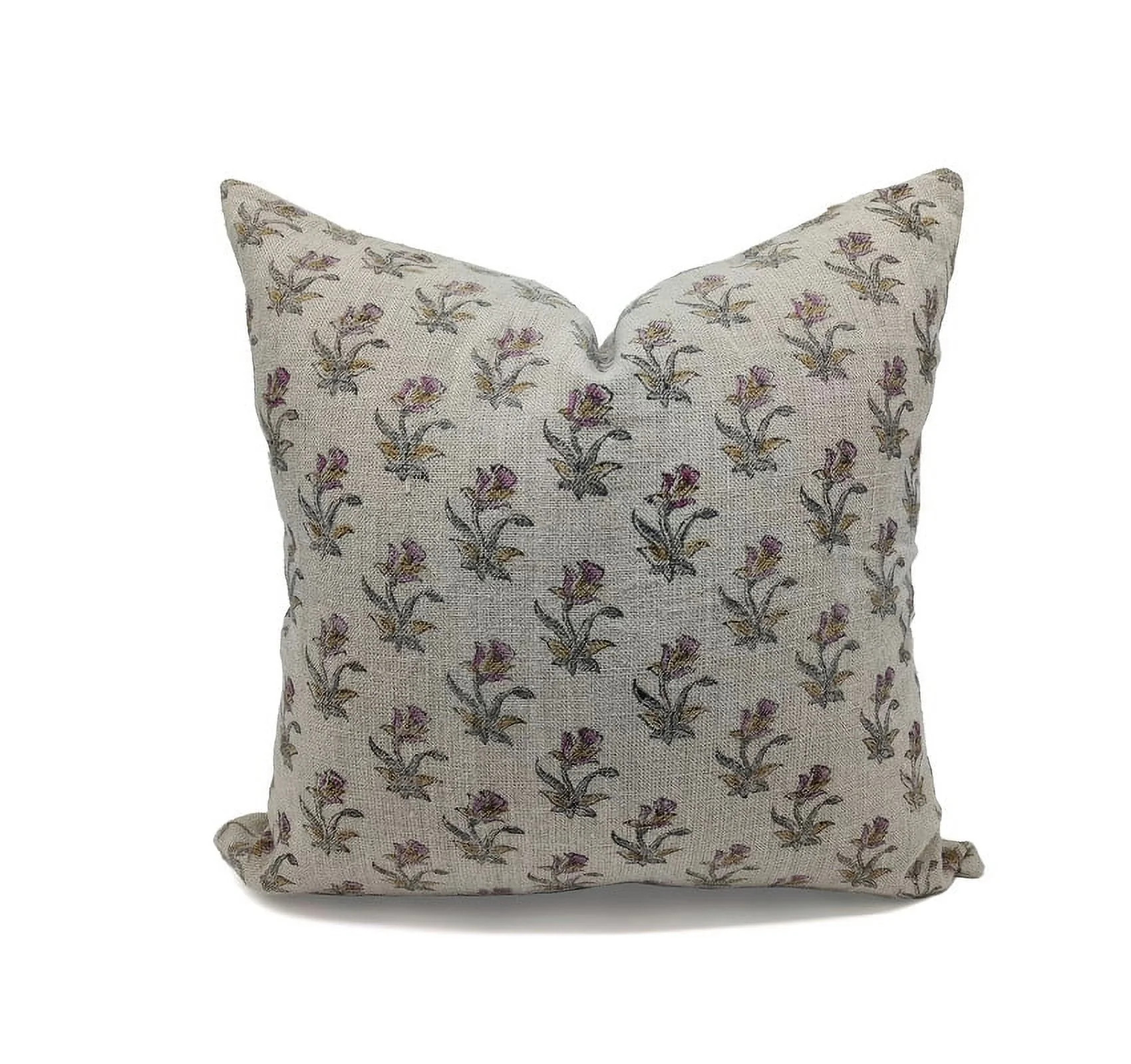 Fabdivine Thick Linen Hand Block Print Decorative Throw Pillow Cover , 20"X20", Gray | Walmart (US)