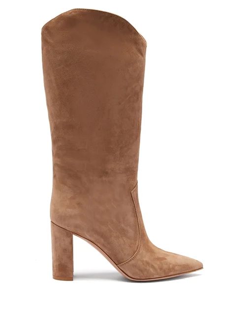Gianvito Rossi - Slouchy 85 Knee-high Suede Boots - Womens - Light Tan | Matches (US)