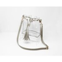 Clearlee Bucket Bag Grey // Clear Bucket Bag Clear Stadium Bag Clear Purse Clear Crossbody Bag for Game Day, Clear Bag Policy Approved | Etsy (US)