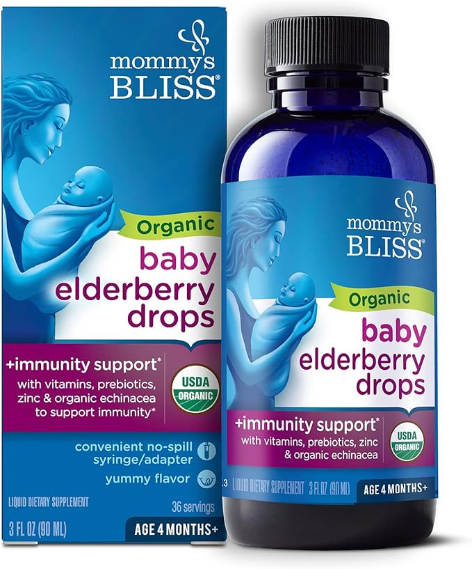 Mommy's Bliss Organic Baby Elderberry Drops, Immune Support with Vitamins, Prebiotics, Zinc & Org... | Amazon (US)