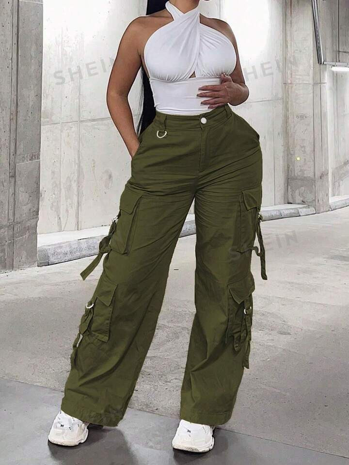 Flap Pocket Side Cargo Pants | SHEIN